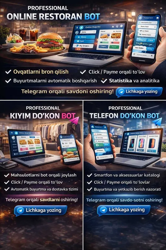 Telegram Bot: Savdo va Buyurtma Xizmatlari — фото 1