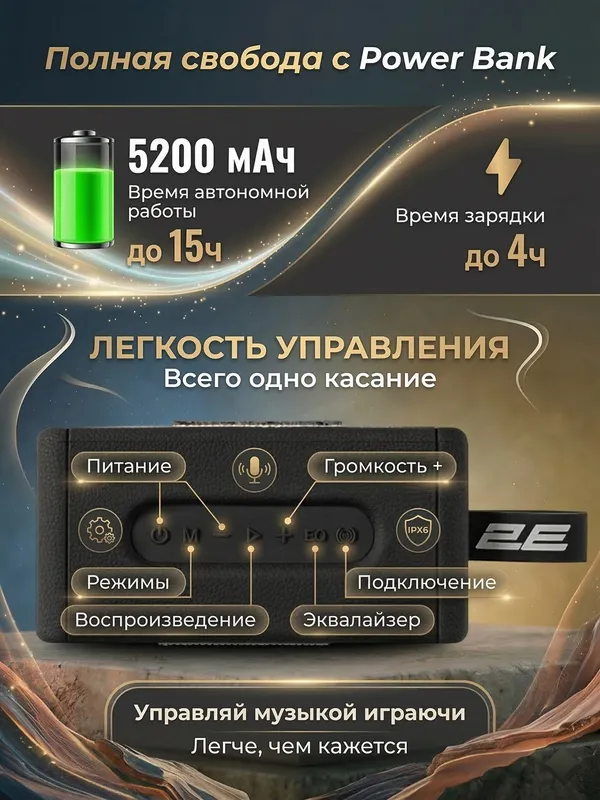 Портативная колонка 2E SoundLegend Mini — фото 2 Портативная колонка 2E SoundLegend Mini — фото 2