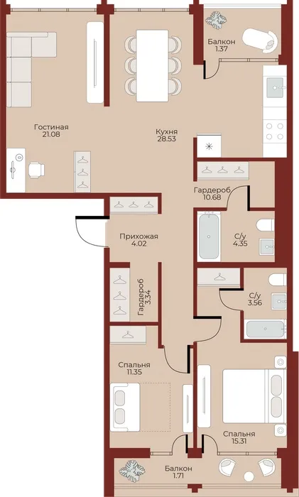 Квартира, 99 м², Мирзо Улугбек 2 Квартира, 99 м², Мирзо Улугбек 2