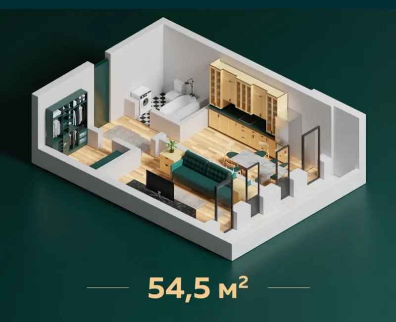 2-комнатная квартира 54 м², 4/12, ЖК Darhan Residence (Мирзо-Улугбекский, ориентир Новомосковская) — фото 3