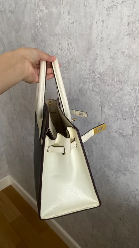 Сумка Hermes эко кожа черно белая — фото 1