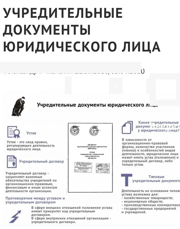 Разработка устава и полного комплекта учредительных документов ООО