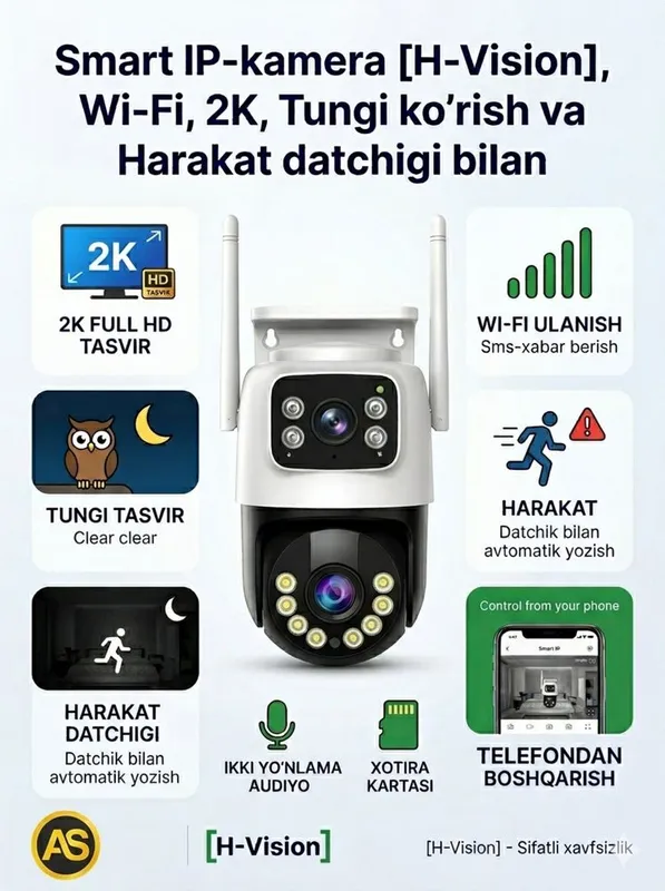 Smart ip kamera 2 ko’zli