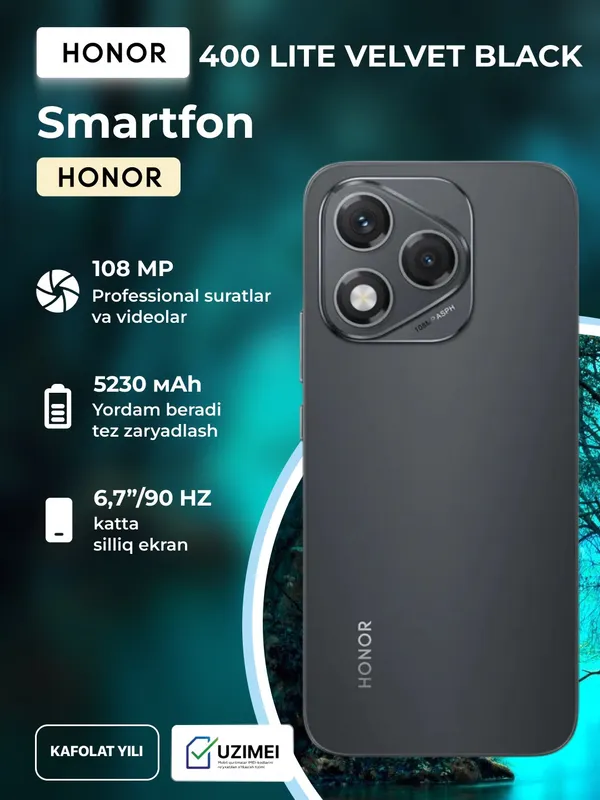 Смартфон Honor 400 Lite, 8/256 GB, 5230 mAh, 6,7", Velvet black — фото 5