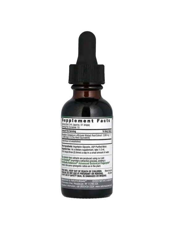 Dandelion root жидкий экстракт, корень одуванчика, без спирта, 2000 мг — фото 1