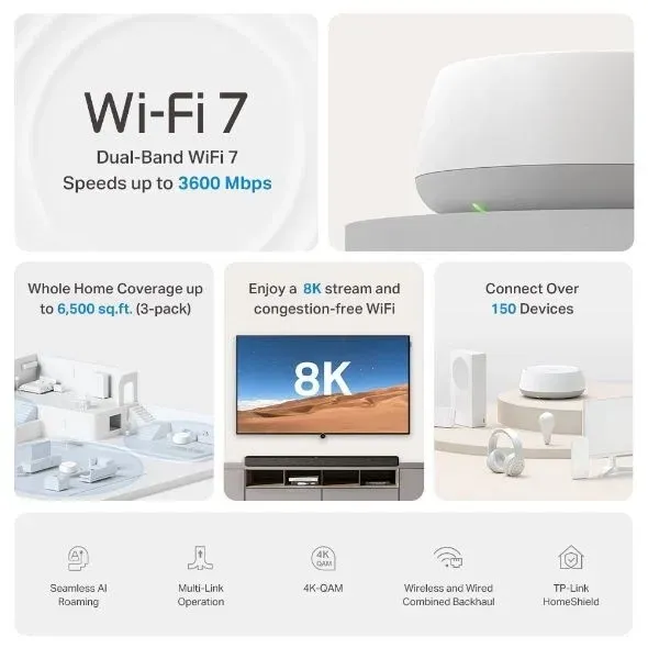 New!!! TPlink Deco BE22 BE3600 3pack WiFi 7 router 6