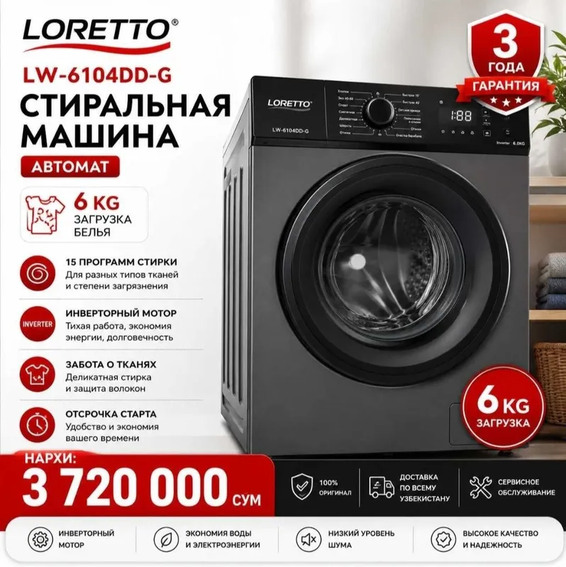 Loretto kir yuvish mashinasi aftamat 6kgli 1 Loretto kir yuvish mashinasi aftamat 6kgli 1