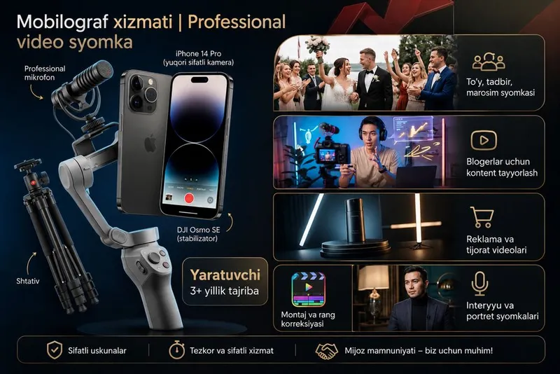 Mobilograf xizmati | Professional video syomka