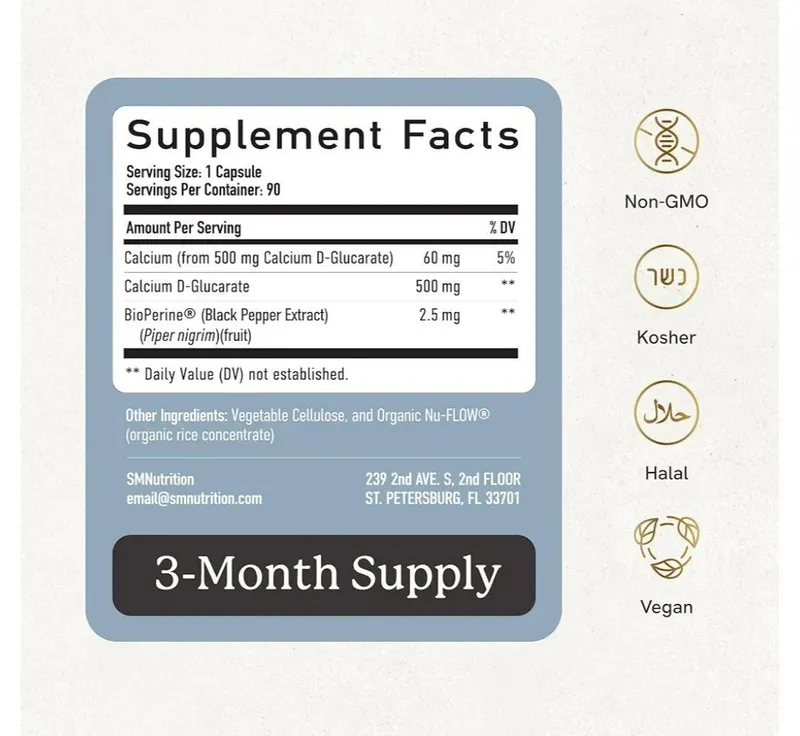 calcium d glucarate,500 mg,90 ta kapsula,dim,detox — фото 2