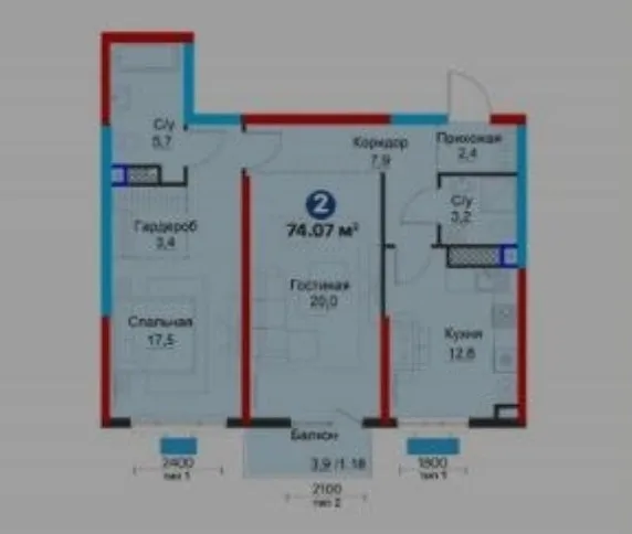 Mirzo Ulug‘bek tumanida 75.19 m² maydondagi 2 xonali kvartira sotiladi 2