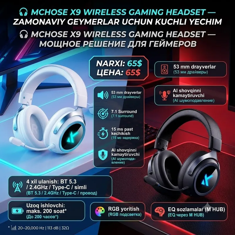 MCHOSE X9 Wireless Headset