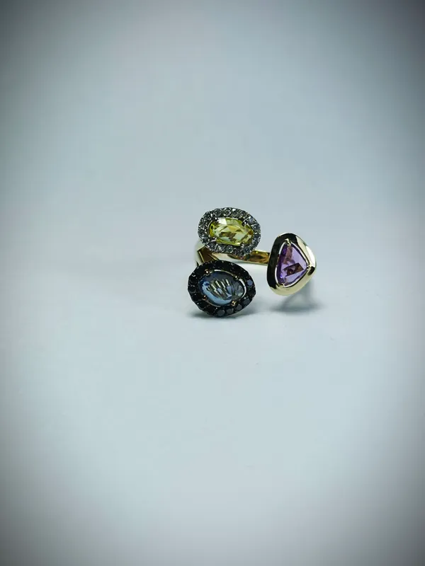 Sariq tilla 585, Brilliant, Lab diamond, Saffir 2 Sariq tilla 585, Brilliant, Lab diamond, Saffir 2