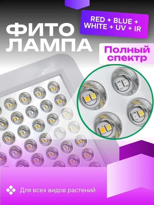 Фитолампа для растений, фитопанель, полный спектр 278 светодиодов — фото 3