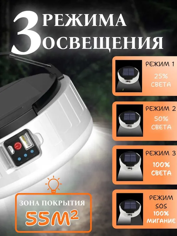 Светильник круглый, на солнечной батарее — фото 1
