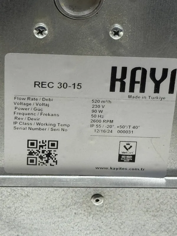 KAYI REC 30-15 dan 100-50 gacha Kanal ventilyatori — фото 4