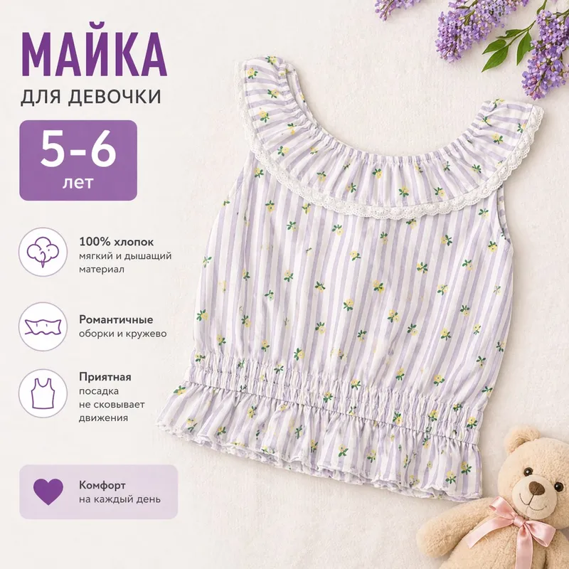 Летняя Майка для девочки 5-6 лет