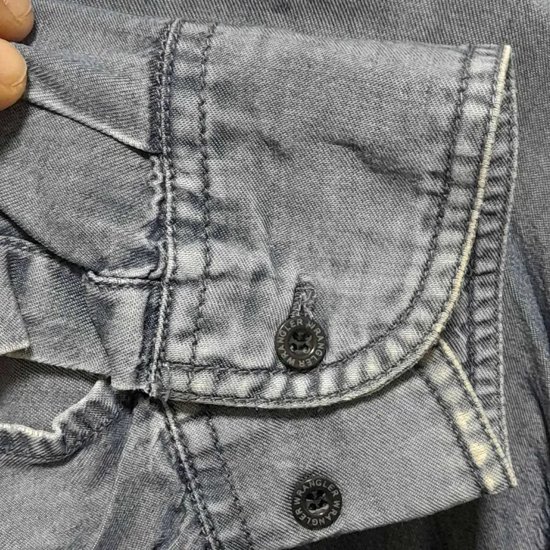 VTG Wrangler Long Sleeve Chambray Shirt/50-52/Винтажная Рубашка Шамбре — фото 3