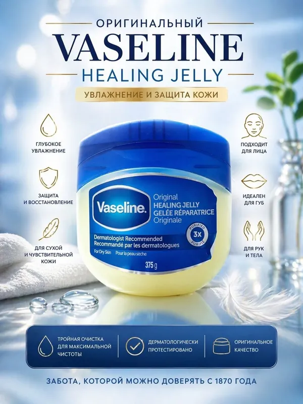Оригинальный Чистый Вазелин, Vaseline Healing Jelly for dry, cracked s