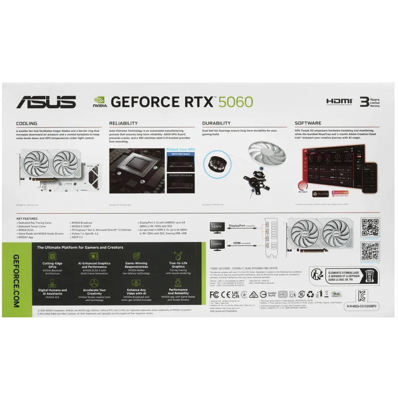 Видеокарта ASUS RTX 5060 Dual White OC 8GB 3