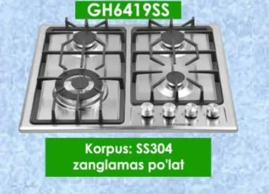 Gaz plitasi (zanglamaydigan po‘lat) Gaz plitasi (zanglamaydigan po‘lat)