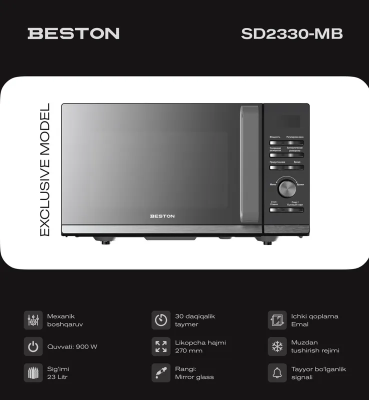 BESTON SD2510-MS mikroto‘lqinli pech 2 BESTON SD2510-MS mikroto‘lqinli pech 2