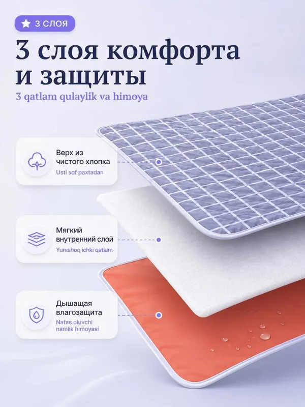 Простыня непромокаемая многоразовая 80×120 см Для пожилых и детей — фото 7