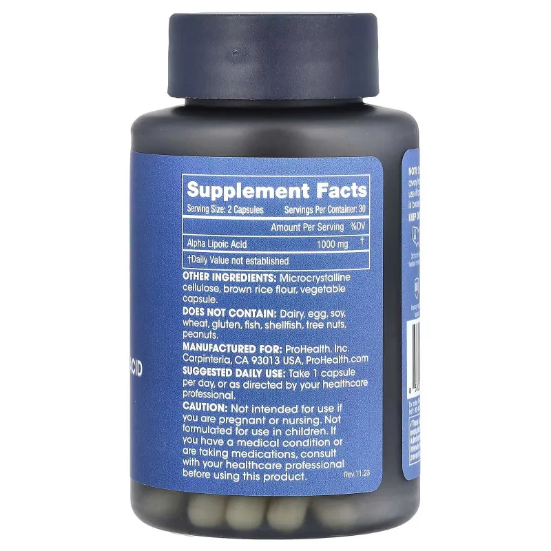 Альфа Липоевая Кислота 500мг ProHealth Longevity, Alpha Lipoic Acid — фото 1