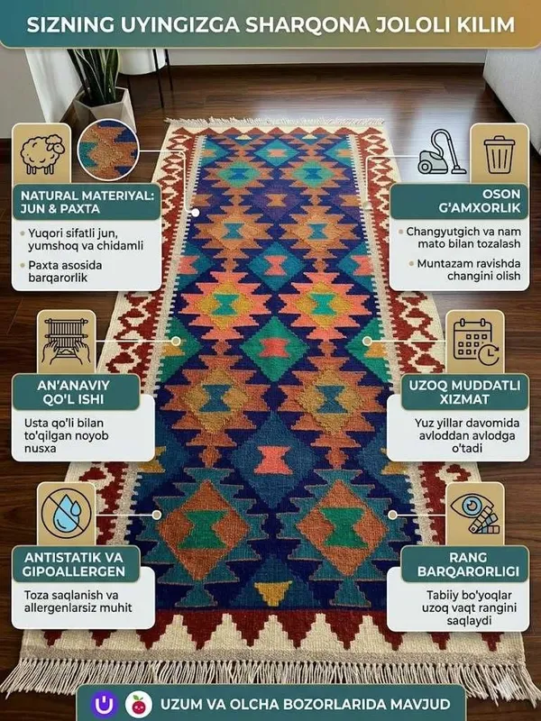 Qo‘l mehnati bilan to‘qilgan milliy gilamlar — фото 1
