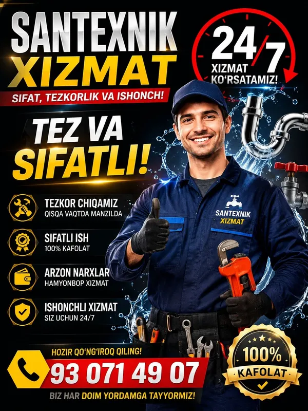 Сантихник хизмати 24 /7 ищлаймиз Сантихник хизмати 24 /7 ищлаймиз