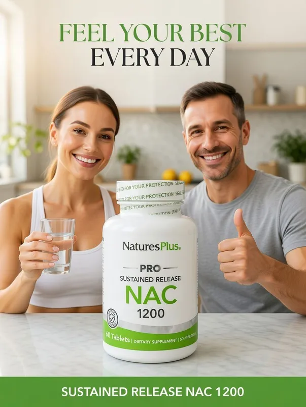 НАК - Ацетилцистеин, NaturesPlus, PRO NAC 1 200мг 60 таблеток