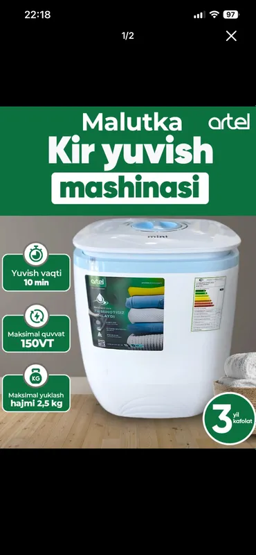 Artel kir yuvish mashinasi 2,5 kg 1