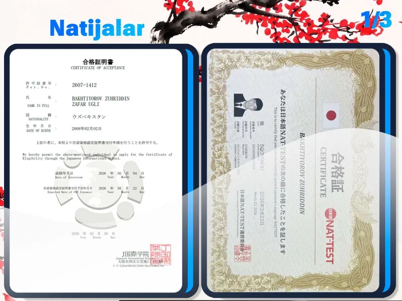 Yapon tili darslari, onlayn, JLPT / NAT-TESTga noldan tayyorlaymiz! 2