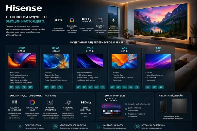 Televizor Hisense smart 32-116 4K QLED Mini LED 4K 60-165Hz VIDAA