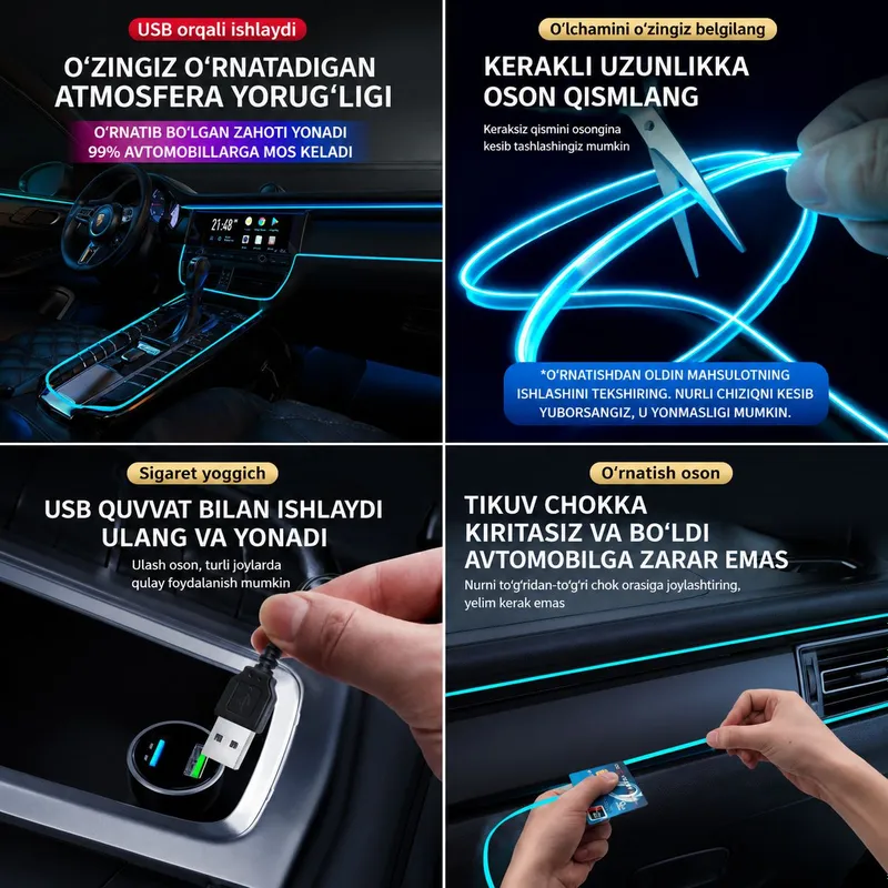 Светодиодная атмосферная подсветка для автомобиля 5 Светодиодная атмосферная подсветка для автомобиля 5