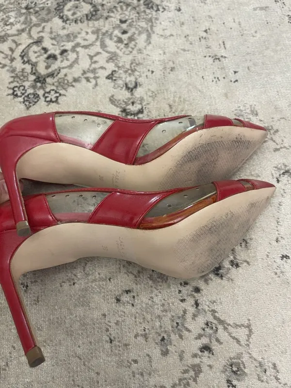 Туфли лодочки красного цвета Zara 38 — фото 2