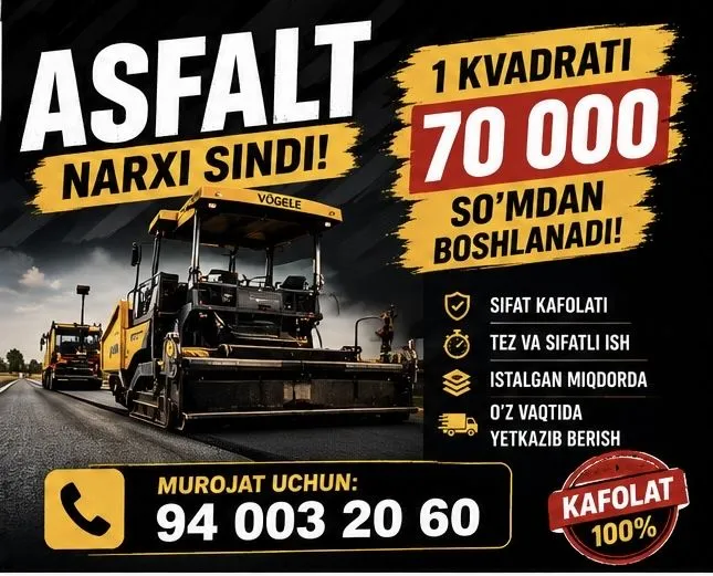 Asfalt qilamiz sifatli va kafolatli