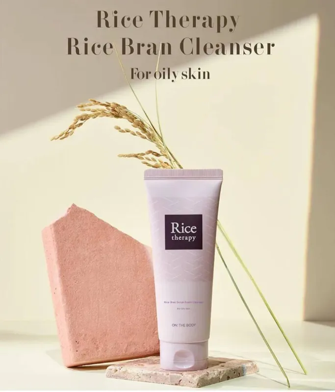 Очищающая пенка-скраб On the Body Rice Therapy Rice Bran