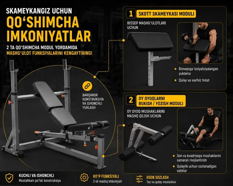 Регулируемая скамья для жима лежа. Ko‘p holatli skameyka 1 Регулируемая скамья для жима лежа. Ko‘p holatli skameyka 1