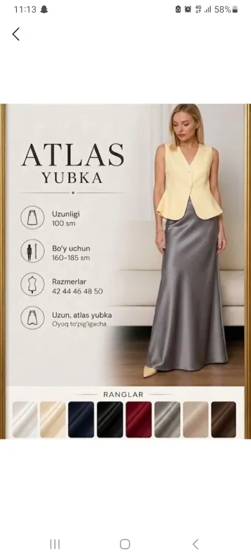 Ayollar uchun kumush rang yubka