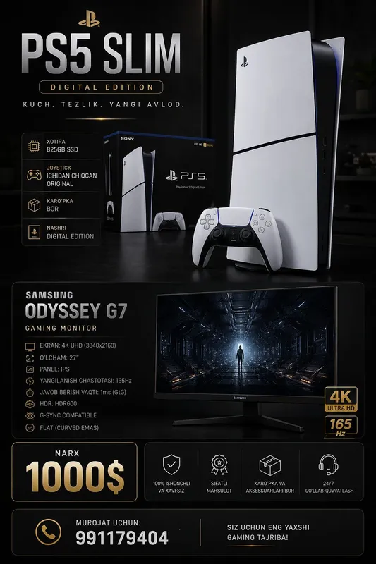 Playstation 5 slim digital Samsung odysey G7 4k