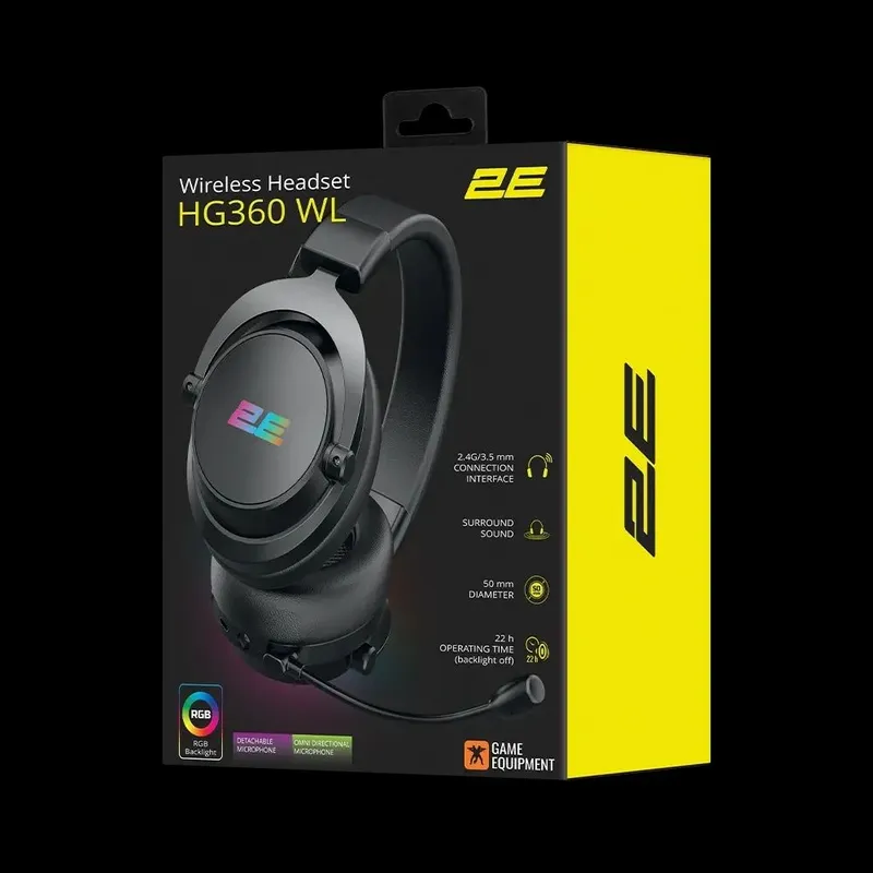 O‘yin uchun garnitura 2E Gaming HG360 WL RGB Black O‘yin uchun garnit — фото 4