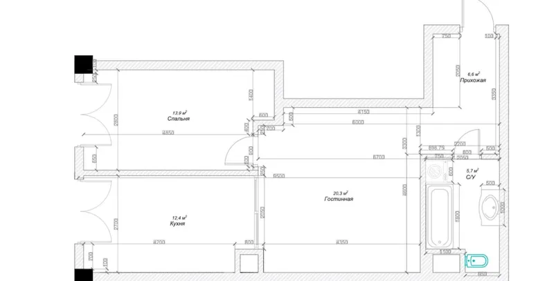 2/4/11 ЖК City Life, Яккасарайский район, коробка, 64 м²