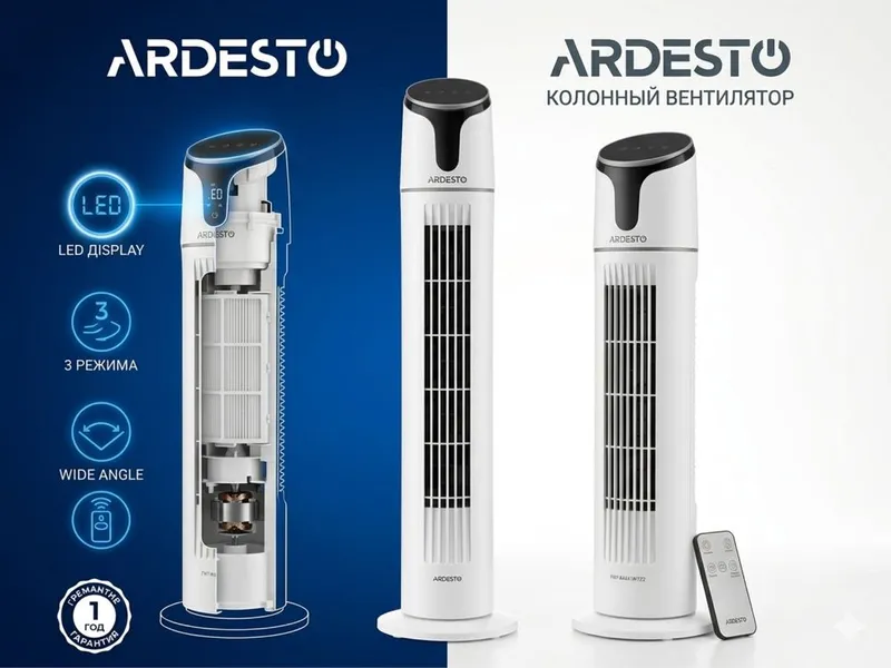 Новейший,совремменый вентилятор от Ardesto с 3 режимами работы.!