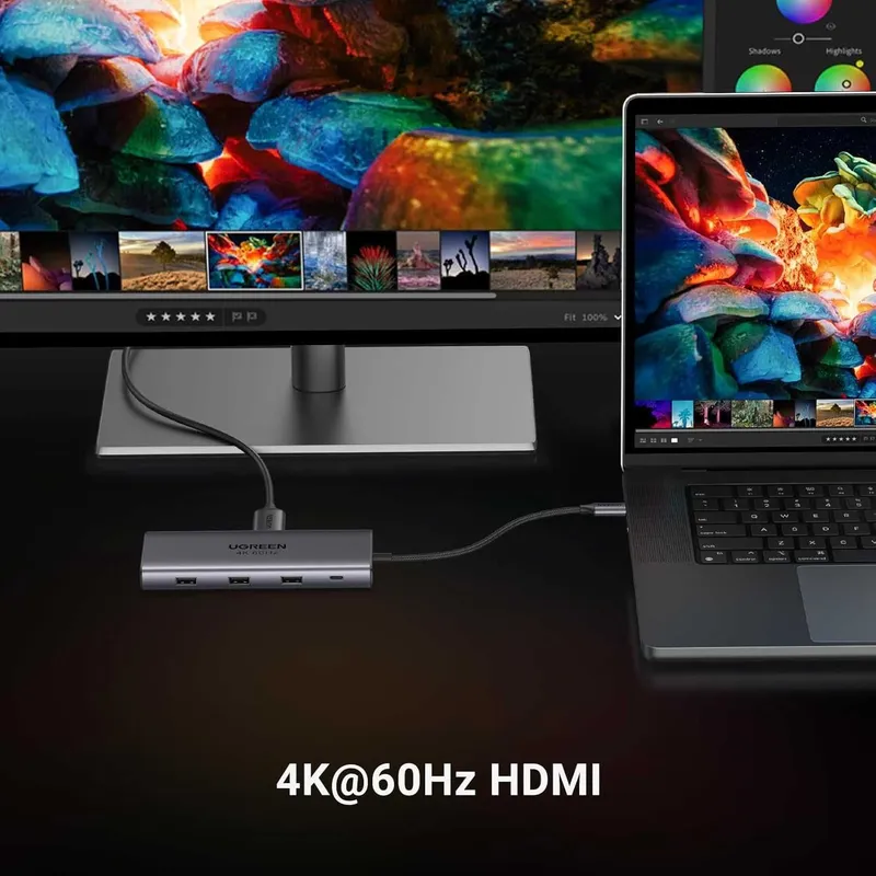 Док станция UGREEN Revodok Pro 9в1 PD100W Gigabit Ethernet 4k60Hz — фото 5