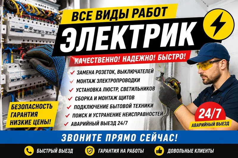Электрик/вызов/ремонт/замена/монтаж/круглосуточный вызов 24 на 7/24/7
