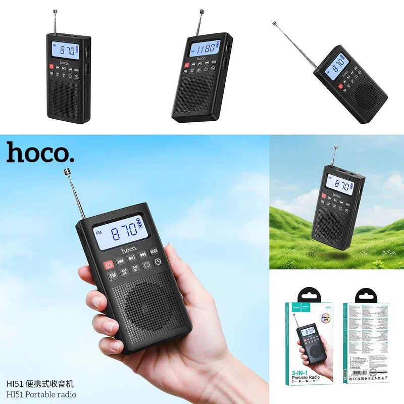 Hoco HI51 Портативное беспроводное FM/AM Радио с Bluetooth v5.3 AUX — фото 5