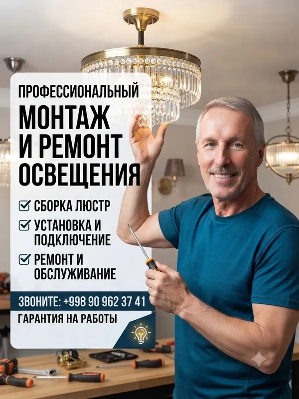 установка ремонт мойка люстр