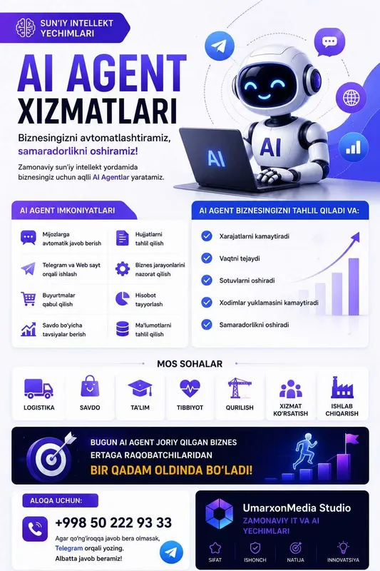 AI Agent Yaratish | Sun'iy Intellekt Yechimlari — фото 2