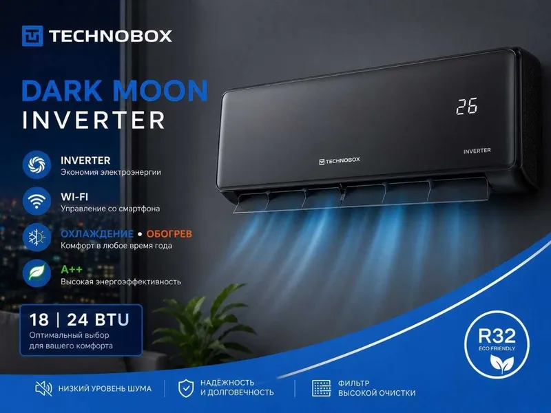 Кондиционеры Technobox-Dark Moon Invertor 18-24BTU 1 Кондиционеры Technobox-Dark Moon Invertor 18-24BTU 1