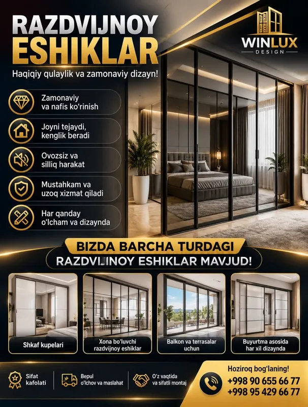 Razdvijnoy eshik va derazalar endi qulay narxlarda. Razdvijnoy eshik va derazalar endi qulay narxlarda.